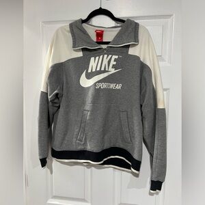 Grey White and Black, Nike, Zip Up Sweatshirt